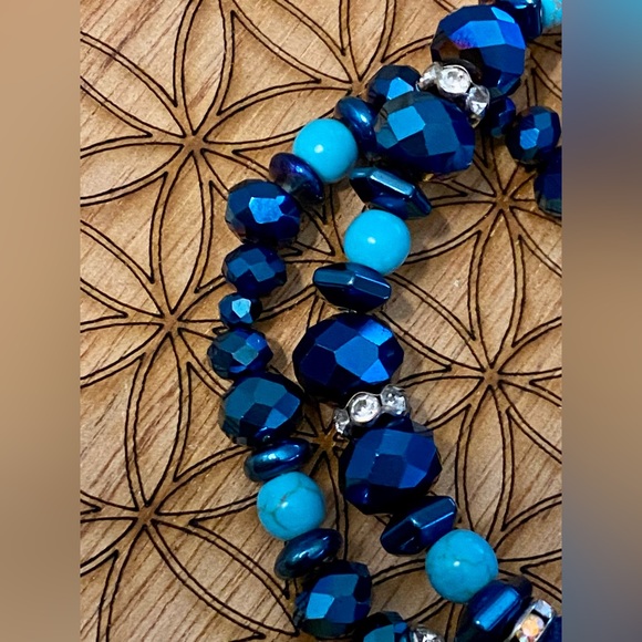 Handmade Sacred Geometry, Lava Rock matching bracelet set - Picture 4 of 6